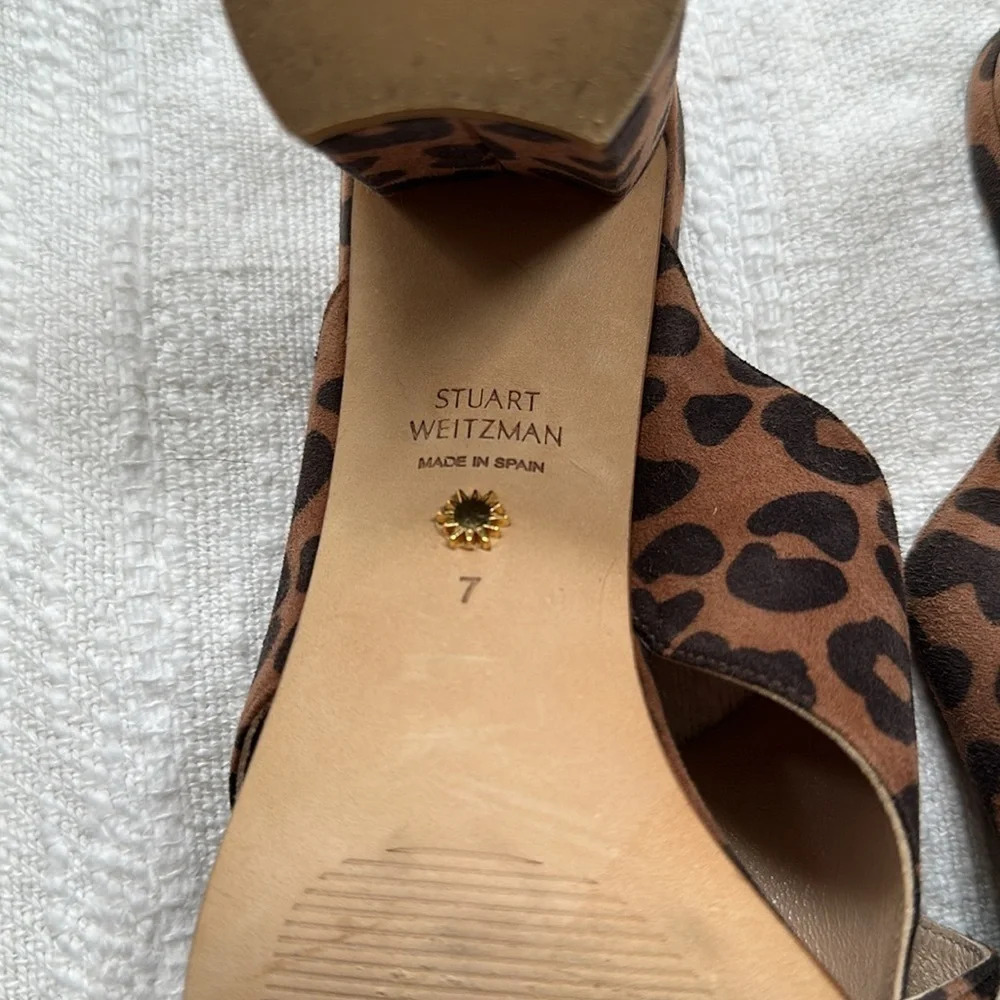Sold on eBay Stuart Weitzman Animal Print Suede Sandals, Size 7, like new - Picture 7 of 8